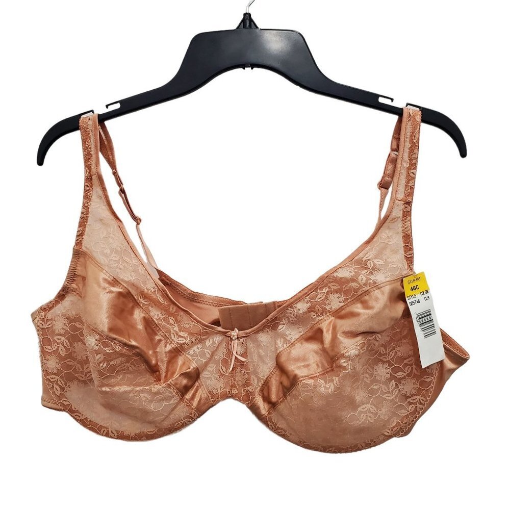 Gelmart #005748 Vintage Rosegold Lace Underwire Full Figure‎ Bra NWT 46C